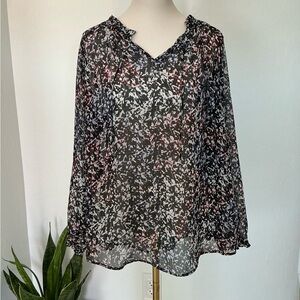 Liz Claiborne Floral Print Sheer Long Sleeve Blouse Women’s Plus Size 1X